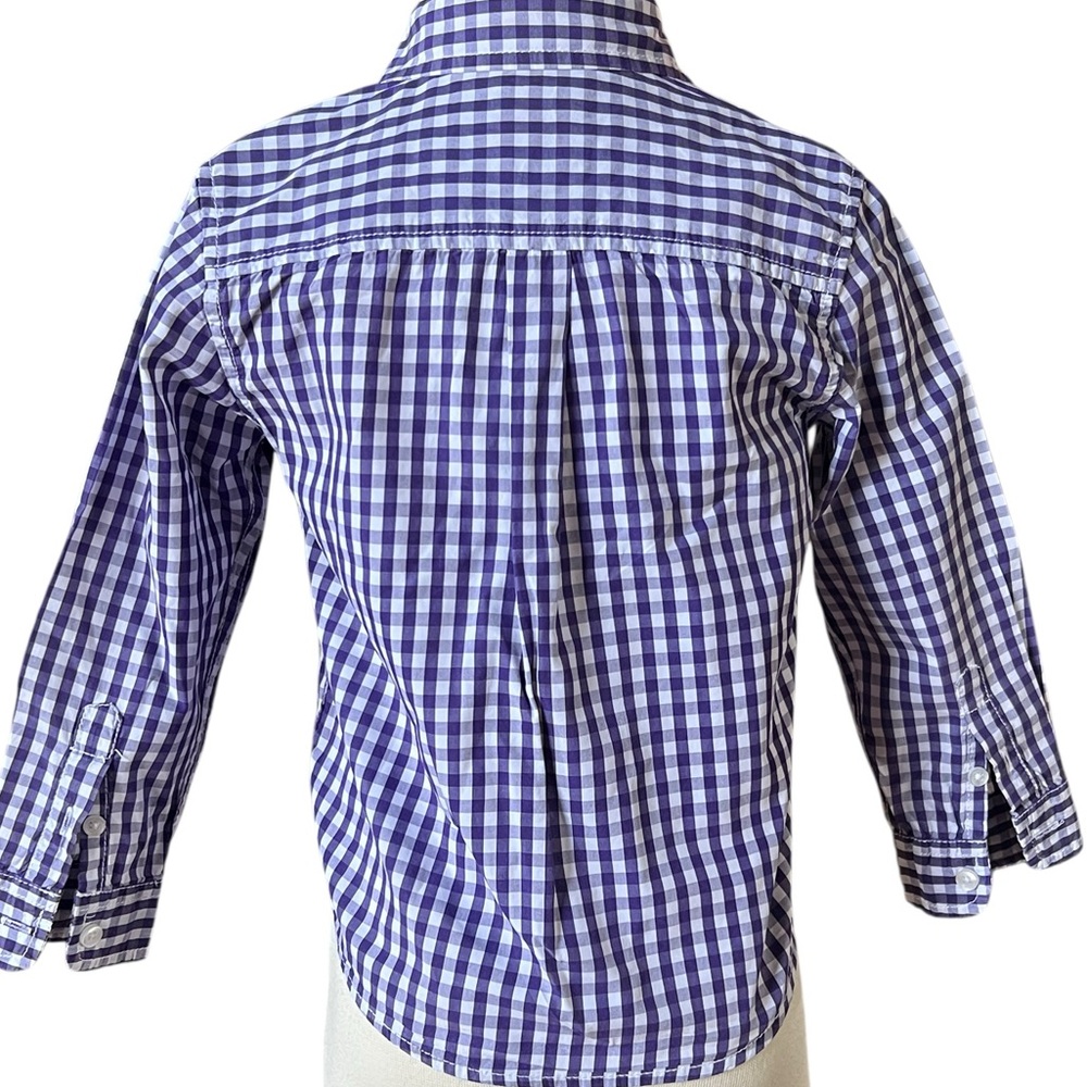 Zara Kids Boys Purple Gingham Button Down Shirt Size 2-3 Years 98cm Preppy - Picture 3 of 5